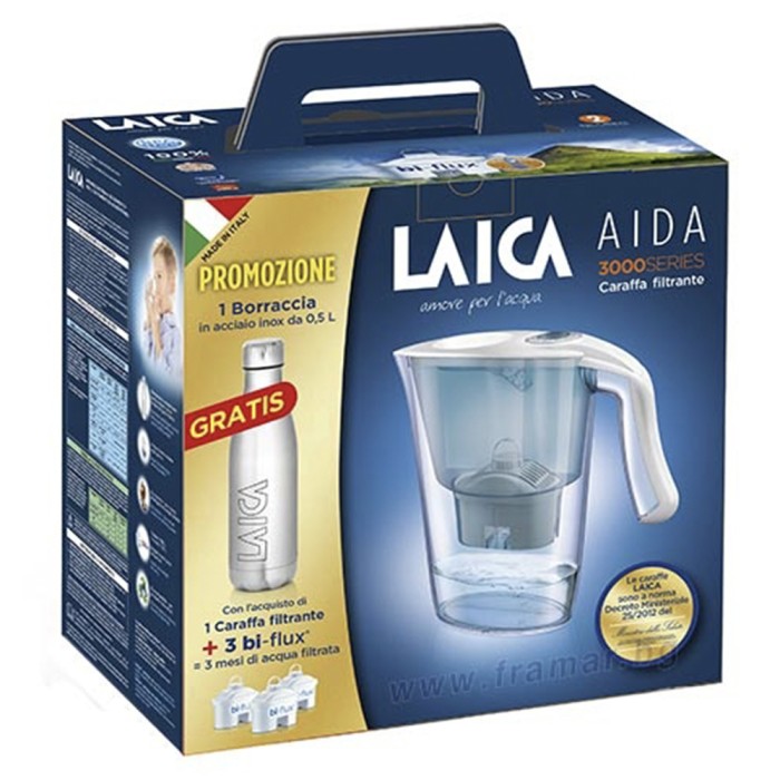 Laica Aida J9079A Бокал за филтрирање вода + 3 филтри Laica Bi-Flux ПОДАРОК